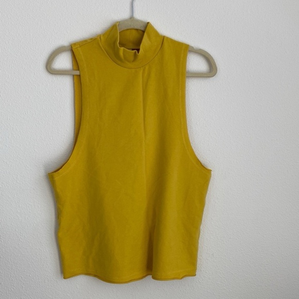 Alo Yoga Mustard Yellow Move Tank Sleeveless Mock Neck Size Small